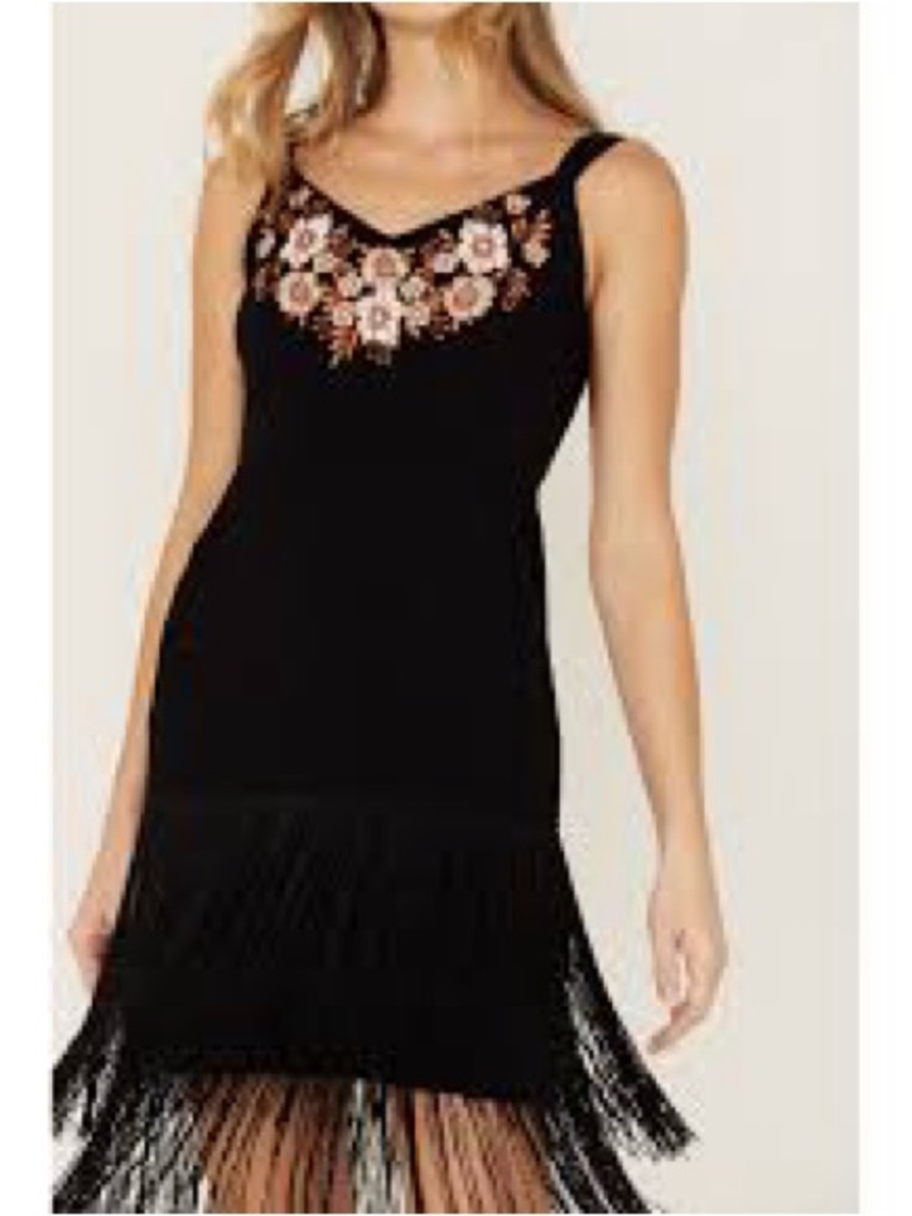 Idyllwind Black Embroidered Fringe Dress – Size Large – NWT